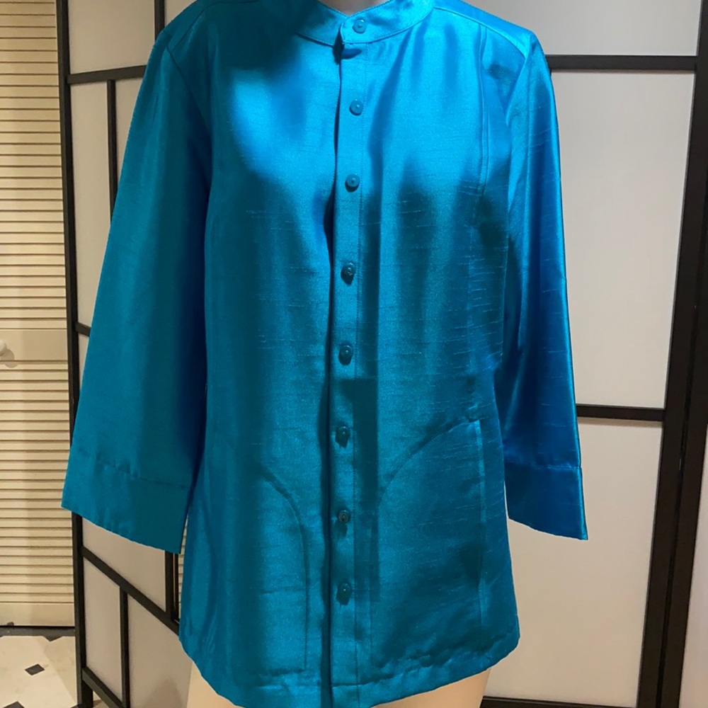 Linea by Louis Dell oliò 3/4 sleeve Top, size 8, blue green color